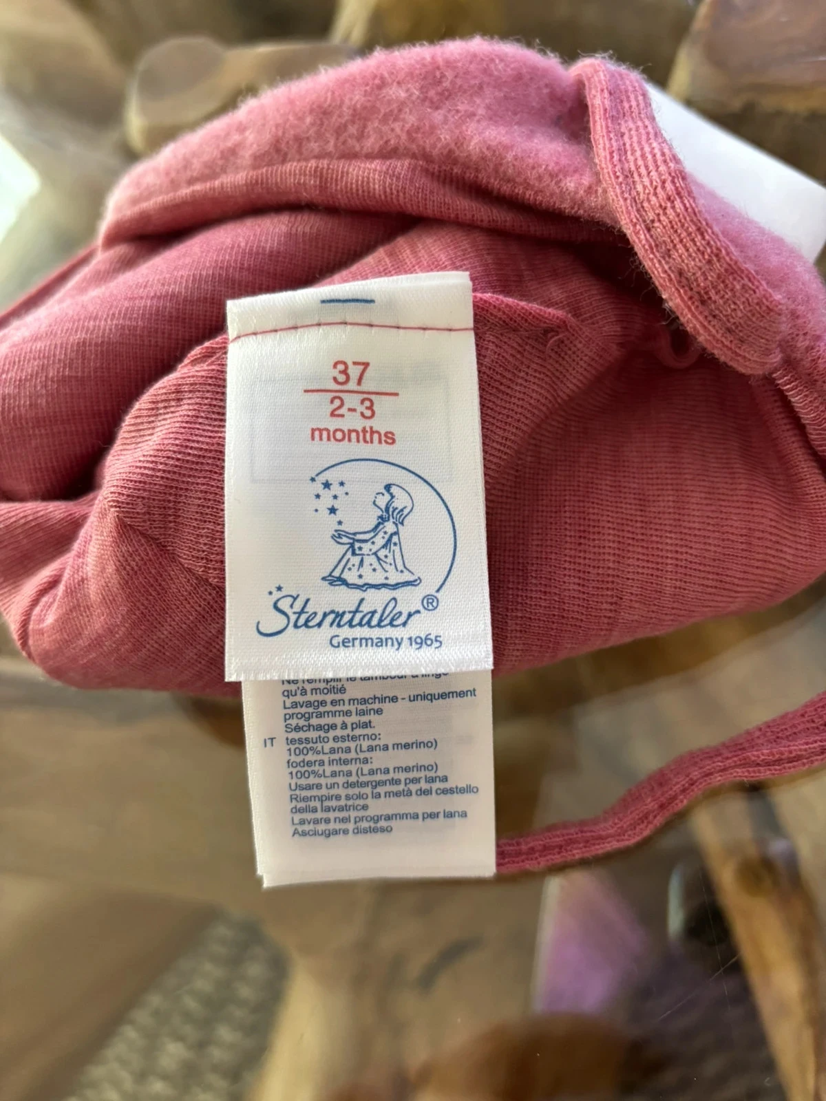 Roze babymeisjesmuts Sterntaler 2/3 maand merinowol – photo 4